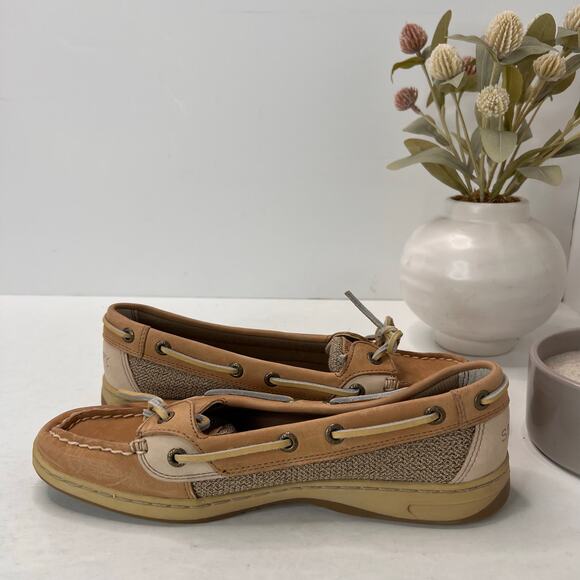 Sperry Authentic Angelfish 1-Eye Colorblock Boat Shoe Tan Women 8 NWOB - Picture 6 of 9